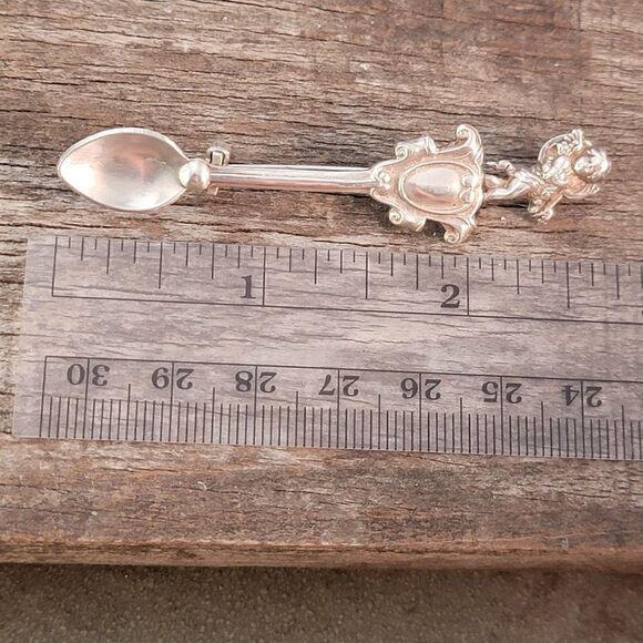 Vintage Cherub Flourish Heart Spoon Brooch Pin - Picture 6 of 6